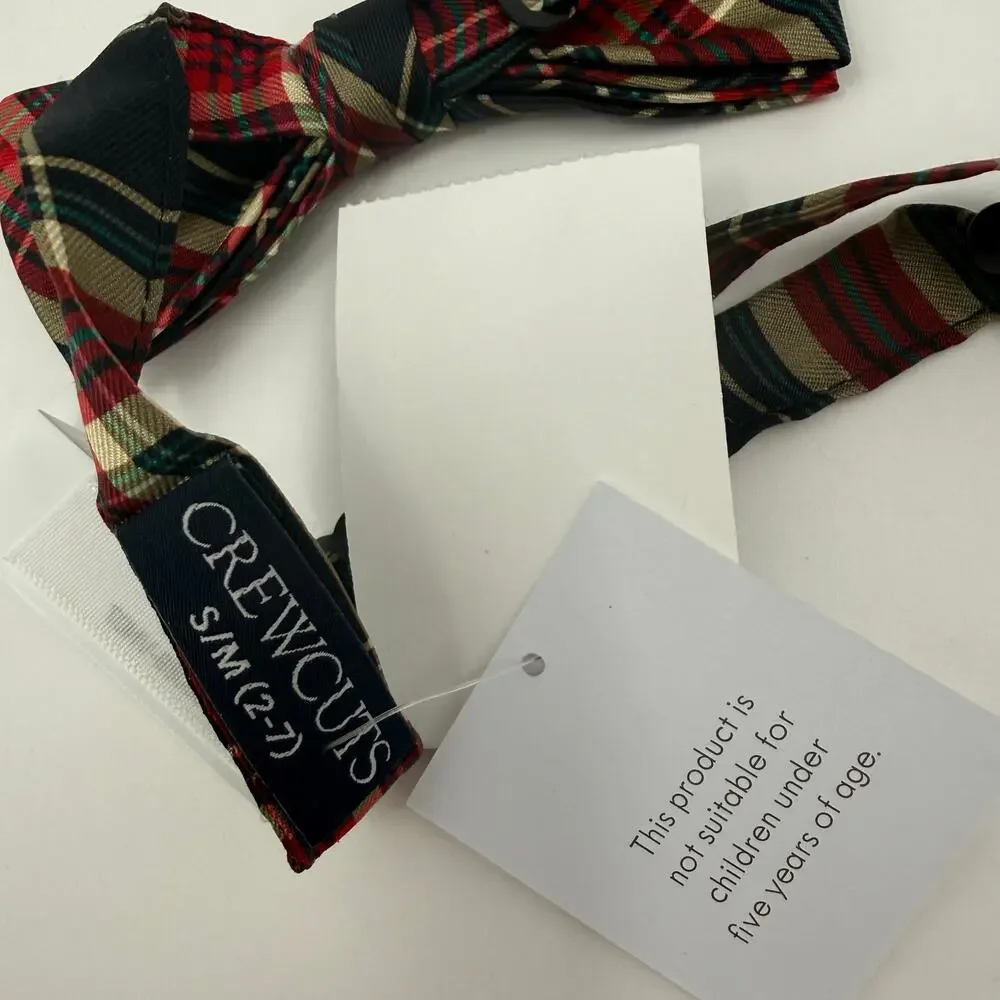 J.Crew Boys Silk Tie Size Small/Medium NWT bow tie Stewart tartan Formal Holiday